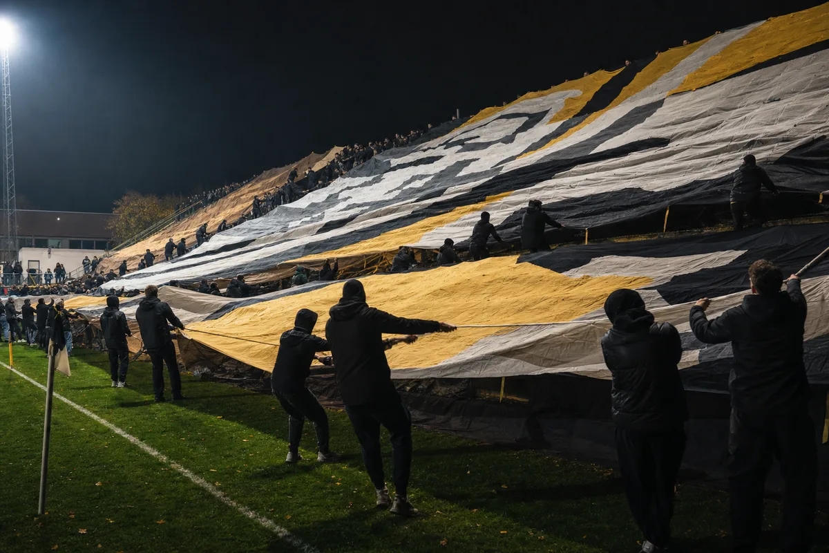 Tifo-Choreografie in der Kreisliga: so entsteht das große Bild